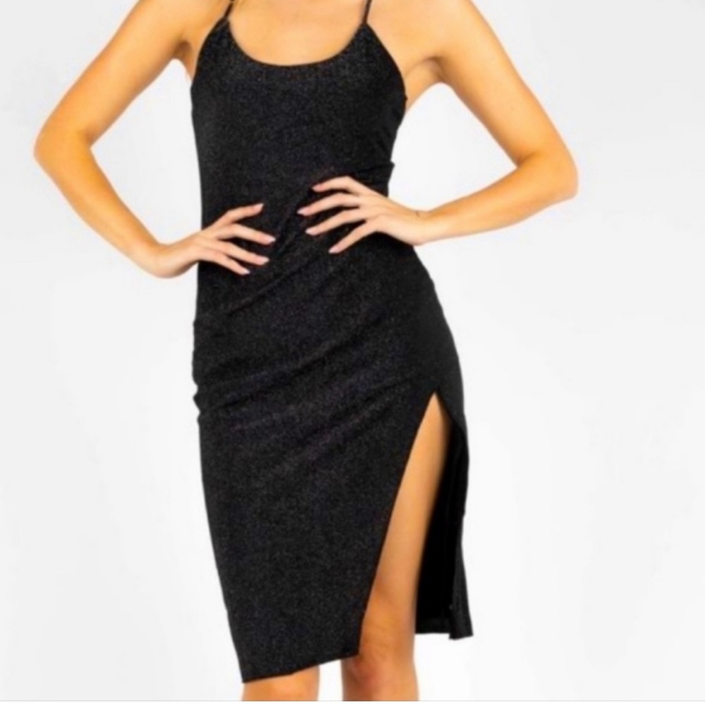 EUC Kittenish Black Silver Criss- Cross Dress